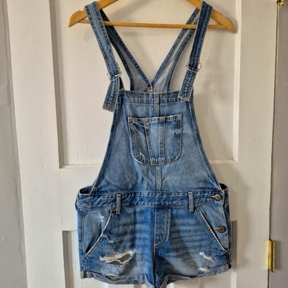 Hollister Vintage Y2K Distressed Denim Shortalls Sz S